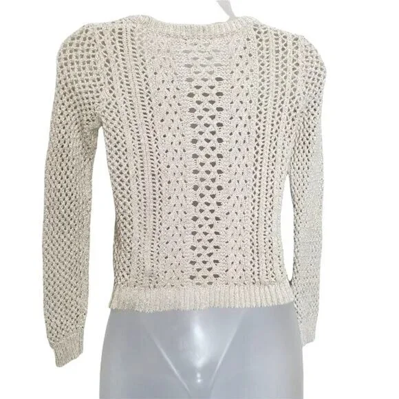 MADEWELL Womens Sweater XXSmall Beige Pullover Knit Crewneck Crop Cotton Ribbed - Picture 3 of 10